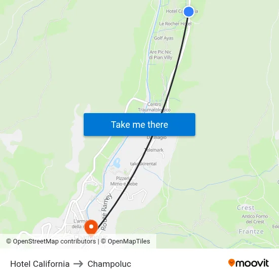 Hotel California to Champoluc map