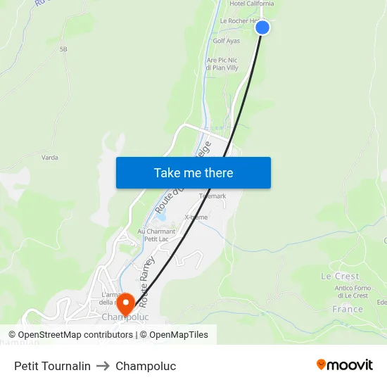Petit Tournalin to Champoluc map