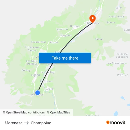 Morenesc to Champoluc map