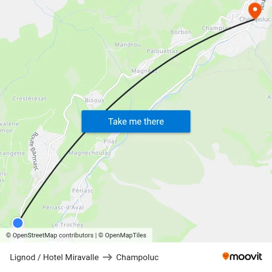 Lignod / Hotel Miravalle to Champoluc map