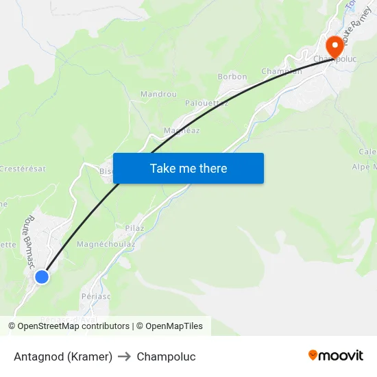 Antagnod (Kramer) to Champoluc map