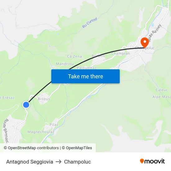 Antagnod Chairlift to Champoluc map