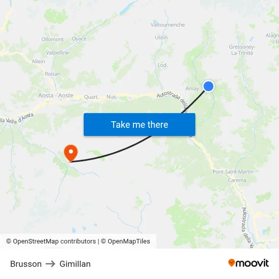 Brusson to Gimillan map