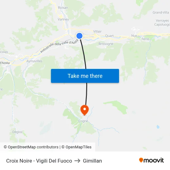 Croix Noire - Fire Station to Gimillan map