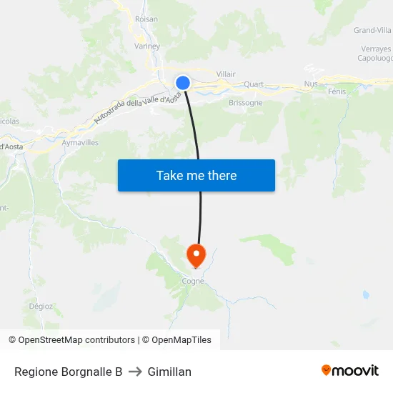 Borgnalle Region B to Gimillan map