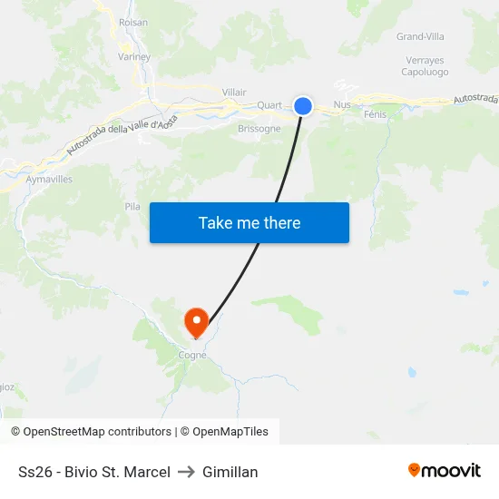 Highway 26 - St. Marcel Junction to Gimillan map