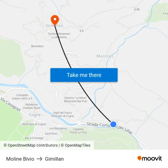 Moline Bivio to Gimillan map