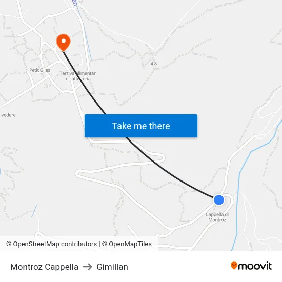 Montroz Cappella to Gimillan map
