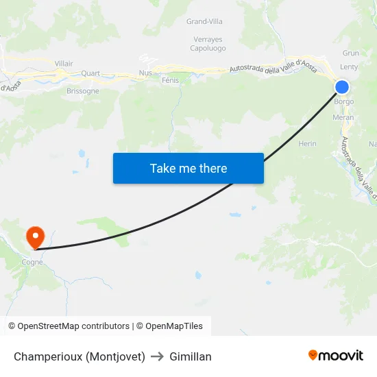 Champerioux (Montjovet) to Gimillan map