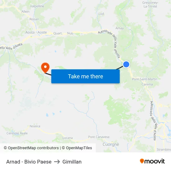 Arnad - Village Junction to Gimillan map