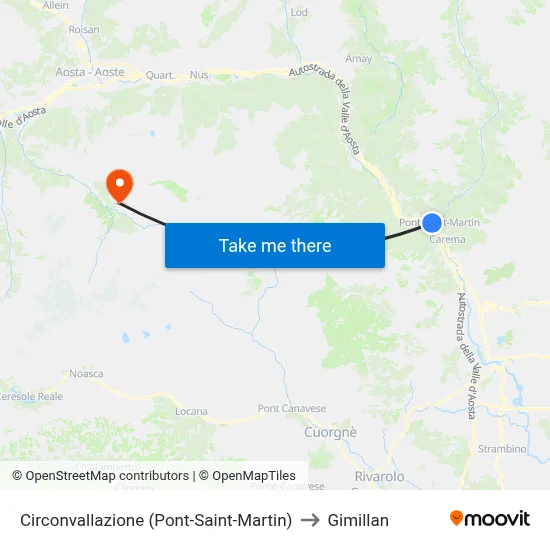 Ring Road (Pont-Saint-Martin) to Gimillan map