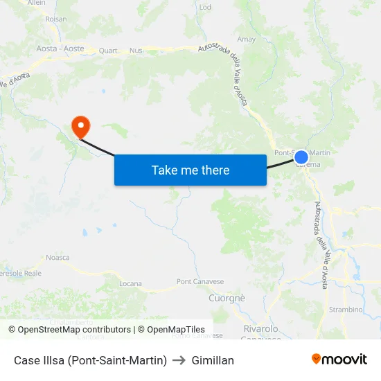 Case Illsa (Pont-Saint-Martin) to Gimillan map