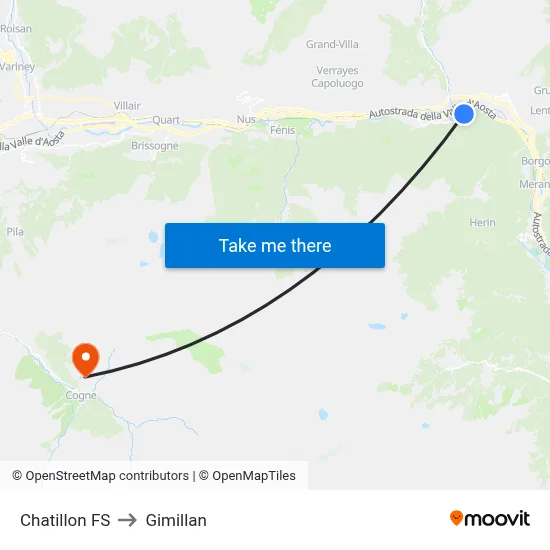 Chatillon Station to Gimillan map
