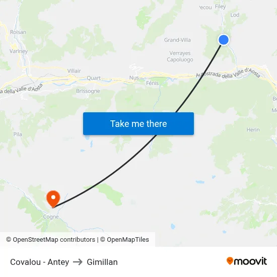 Covalou - Antey to Gimillan map