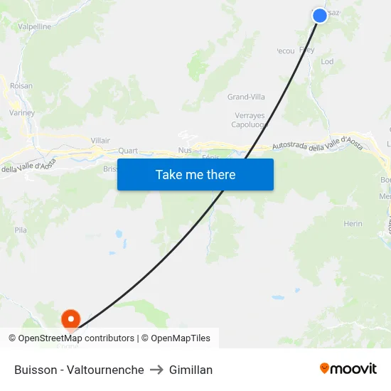 Buisson - Valtournenche to Gimillan map