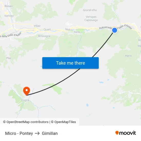 Micro - Pontey to Gimillan map