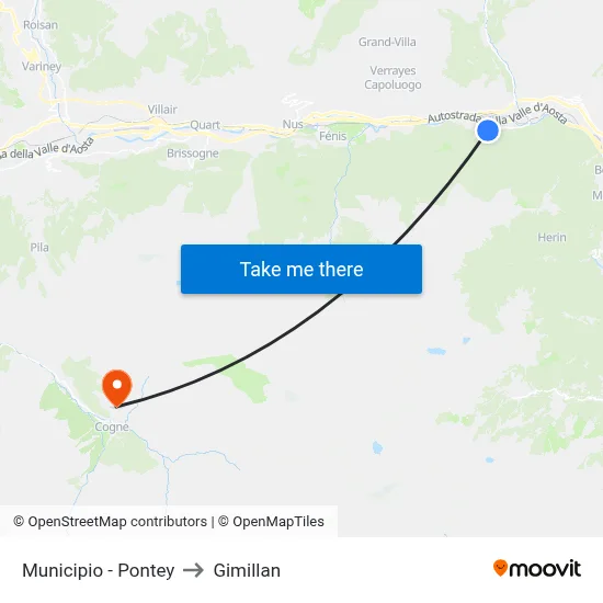 Town Hall - Pontey to Gimillan map