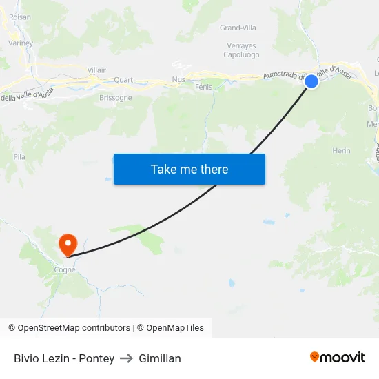 Lezin Junction - Pontey to Gimillan map
