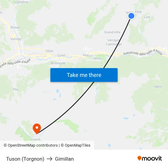 Tuson (Torgnon) to Gimillan map