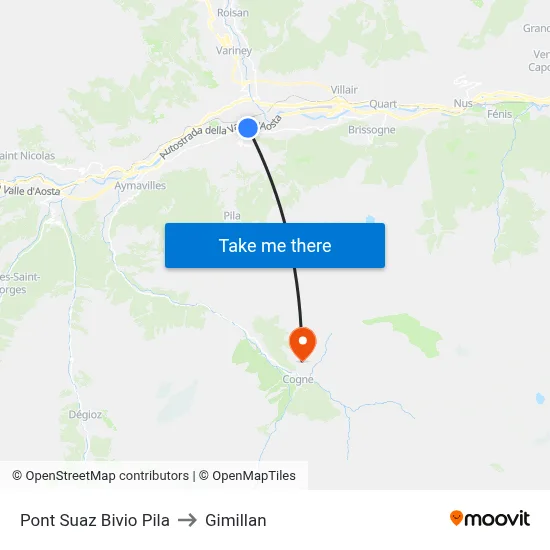 Pont Suaz Pila Junction to Gimillan map