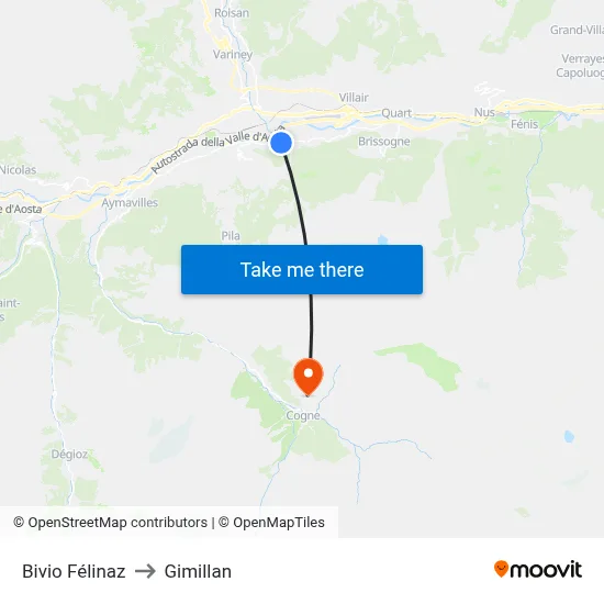 Felinaz Junction to Gimillan map