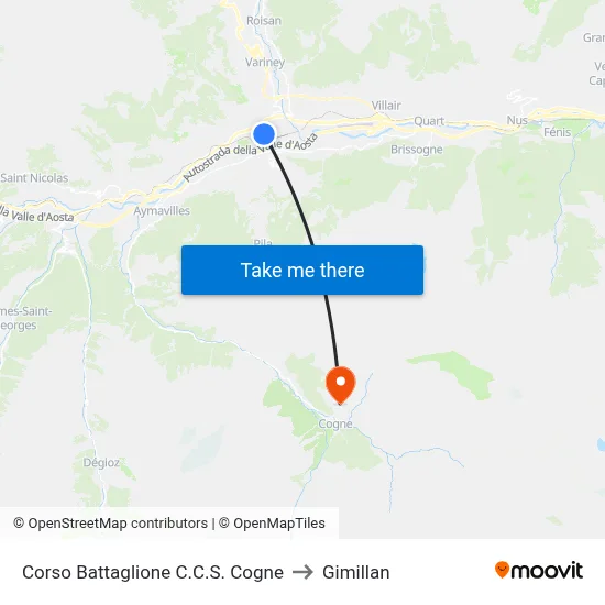 Battaglione C.C.S. Cogne Avenue to Gimillan map