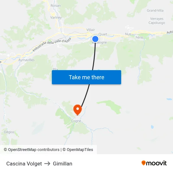 Cascina Volget to Gimillan map