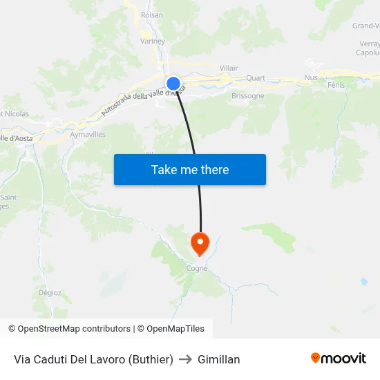 Via Caduti Del Lavoro (Buthier) to Gimillan map