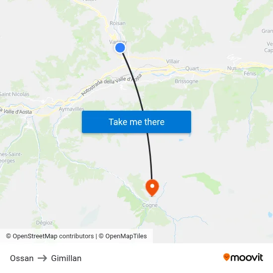 Ossan to Gimillan map