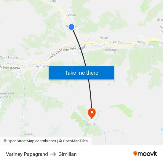 Variney Papagrand to Gimillan map
