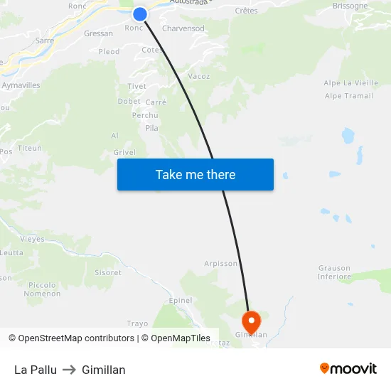 La Pallu to Gimillan map