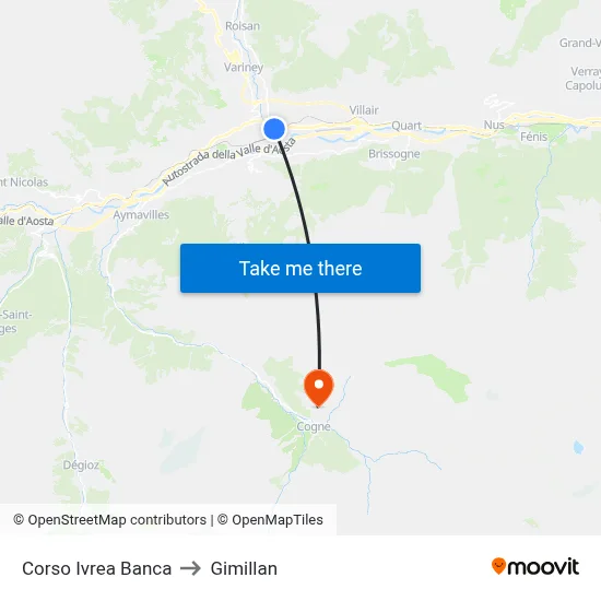 Ivrea Course Bank to Gimillan map