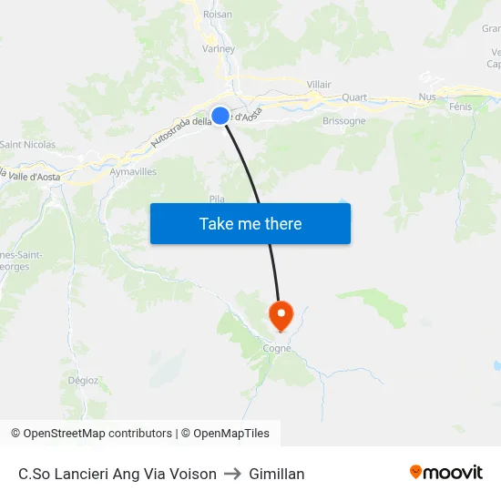 Lancieri Course Corner Via Voison to Gimillan map