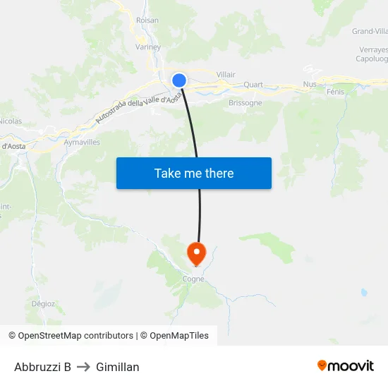 Abbruzzi B to Gimillan map