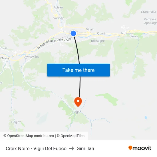 Croix Noire - Fire Station to Gimillan map