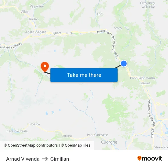 Arnad Vivenda to Gimillan map