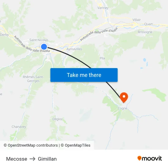 Mecosse to Gimillan map