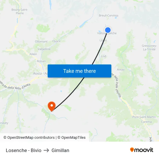 Losenche - Junction to Gimillan map