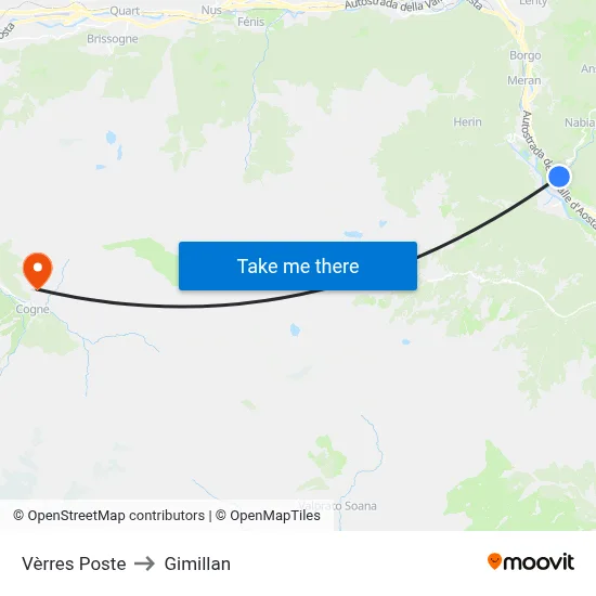 Vèrres Post Office to Gimillan map