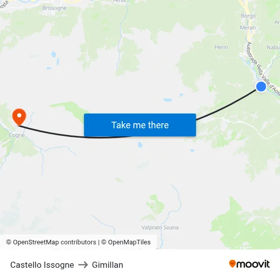 Issogne Castle to Gimillan map