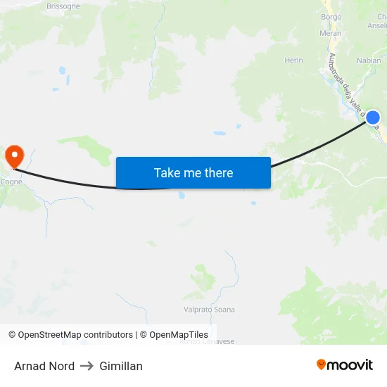 Arnad North to Gimillan map
