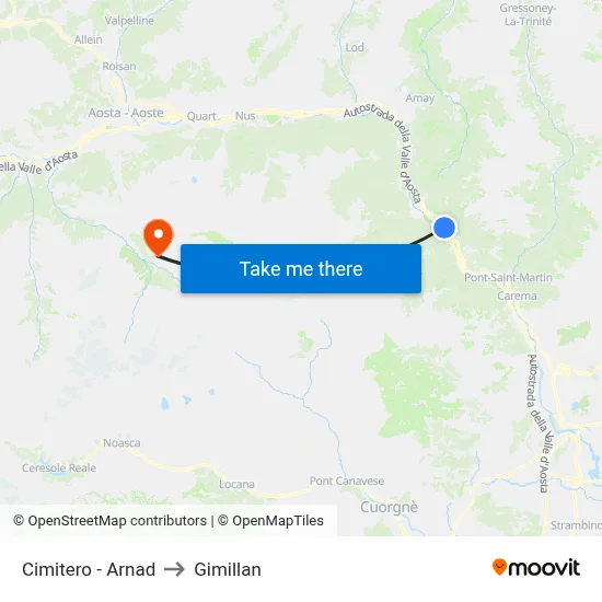 Cemetery - Arnad to Gimillan map