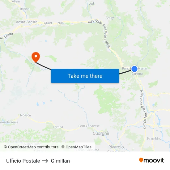 Post Office to Gimillan map