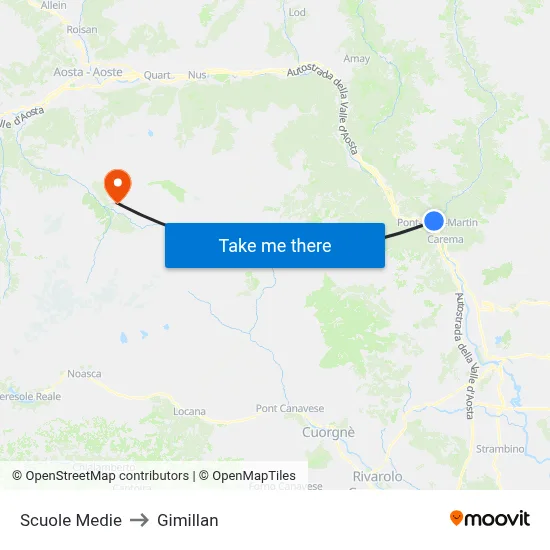 Middle Schools to Gimillan map