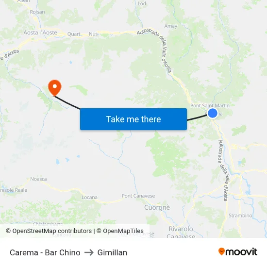 Carema - Bar Chino to Gimillan map