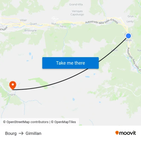 Bourg to Gimillan map