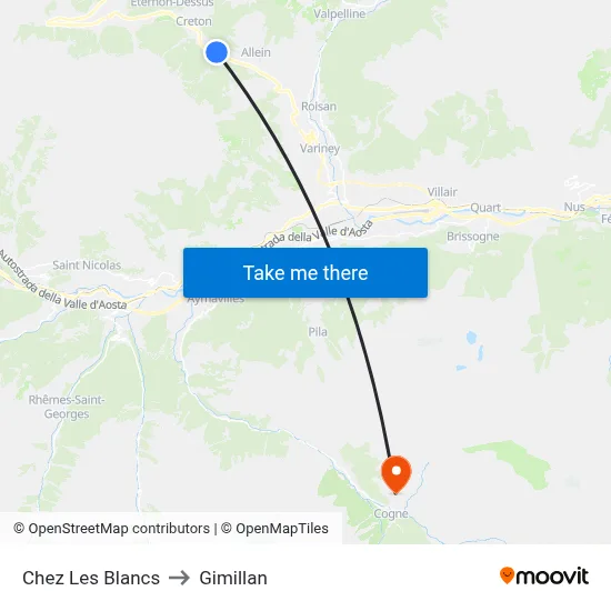 Chez Les Blancs to Gimillan map