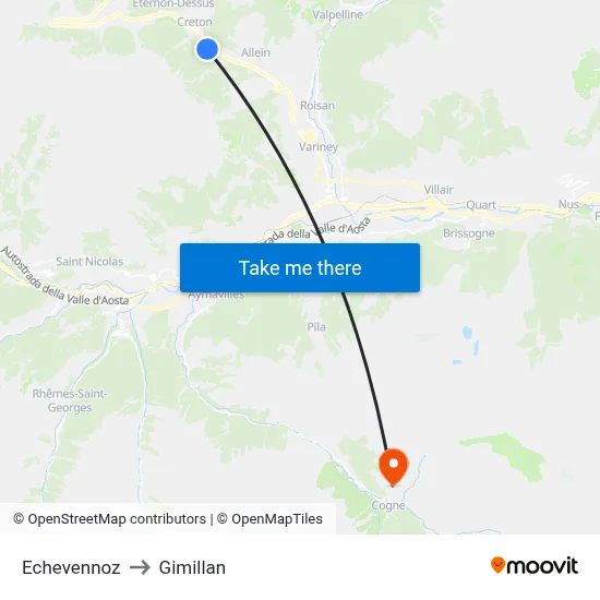 Echevennoz to Gimillan map