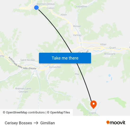 Cerisey Bosses to Gimillan map