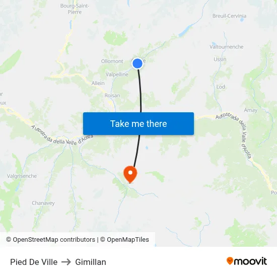 Pied De Ville to Gimillan map